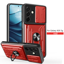 For Samsung Galaxy A26 Case With Slide Lens Cover Rotating Ring Shockproof Stand Holder Phone Case