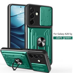 For Samsung Galaxy A26 Case With Slide Lens Cover Rotating Ring Shockproof Stand Holder Phone Case