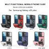 For Samsung Galaxy S25 Plus Case With Slide Lens Cover Rotating Ring Shockproof Stand Holder Phone Case