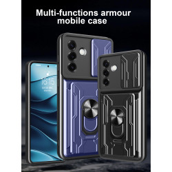 For Samsung Galaxy S25 Plus Case With Slide Lens Cover Rotating Ring Shockproof Stand Holder Phone Case