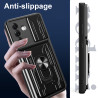 For Samsung Galaxy S25 Case With Slide Lens Cover Rotating Ring Shockproof Stand Holder Phone Case