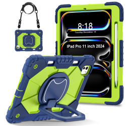 Case for iPad Pro 11inch 2024 Case Safe Silicon + PC Shoulder Strap Shockproof Stand Tablet Cover Handle Stand Rugged Funda