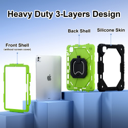 Case for iPad Pro 11inch 2024 Case Safe Silicon + PC Shoulder Strap Shockproof Stand Tablet Cover Handle Stand Rugged Funda