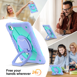 Case for iPad Pro 11inch 2024 Case Safe Silicon + PC Shoulder Strap Shockproof Stand Tablet Cover Handle Stand Rugged Funda