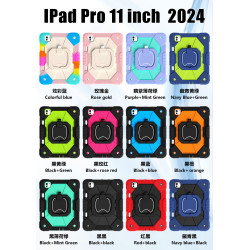 Case for iPad Pro 11inch 2024 Case Safe Silicon + PC Shoulder Strap Shockproof Stand Tablet Cover Handle Stand Rugged Funda