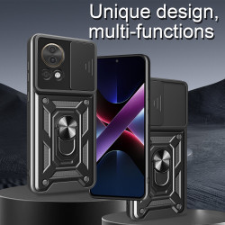 For Huawei nova 13 5G Case With Slide Lens Cover Rotating Ring Shockproof Stand Holder Phone Case for nova 13 5G