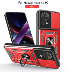 For Huawei nova 13 5G Case With Slide Lens Cover Rotating Ring Shockproof Stand Holder Phone Case for nova 13 5G