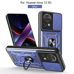 For Huawei nova 13 5G Case With Slide Lens Cover Rotating Ring Shockproof Stand Holder Phone Case for nova 13 5G
