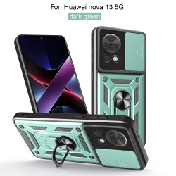For Huawei nova 13 5G Case With Slide Lens Cover Rotating Ring Shockproof Stand Holder Phone Case for nova 13 5G