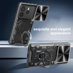 Case For Redmi note14 4G Magnetic Slide Camera Protection note14 4G Cover 360 Rotate Kickstand Armor Ring Funda Capa