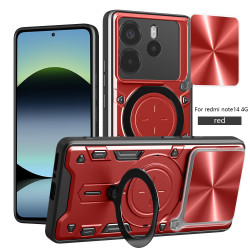 Case For Redmi note14 4G Magnetic Slide Camera Protection note14 4G Cover 360 Rotate Kickstand Armor Ring Funda Capa