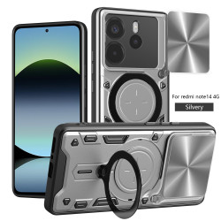 Case For Redmi note14 4G Magnetic Slide Camera Protection note14 4G Cover 360 Rotate Kickstand Armor Ring Funda Capa