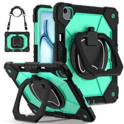 Case for iPad Air 13 inch 2024 Case Safe Silicon + PC Shoulder Strap Shockproof Stand Tablet Cover Handle Stand Rugged Funda