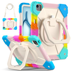 Case for iPad Air 13 inch 2024 Case Safe Silicon + PC Shoulder Strap Shockproof Stand Tablet Cover Handle Stand Rugged Funda