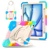 Case for iPad Air 11 inch 2024 Case Safe Silicon + PC Shoulder Strap Shockproof Stand Tablet Cover Handle Stand Rugged Funda