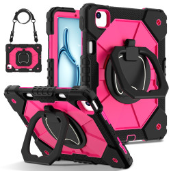 Case for iPad Air 11 inch 2024 Case Safe Silicon + PC Shoulder Strap Shockproof Stand Tablet Cover Handle Stand Rugged Funda