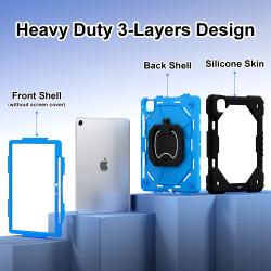 Case for iPad Air 11 inch 2024 Case Safe Silicon + PC Shoulder Strap Shockproof Stand Tablet Cover Handle Stand Rugged Funda
