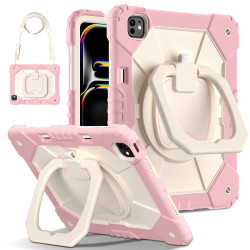 Case for iPad Pro 13 inch 2024 Case Safe Silicon + PC Shoulder Strap Shockproof Stand Tablet Cover Handle Stand Rugged Funda