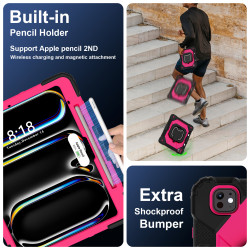 Case for iPad Pro 13 inch 2024 Case Safe Silicon + PC Shoulder Strap Shockproof Stand Tablet Cover Handle Stand Rugged Funda