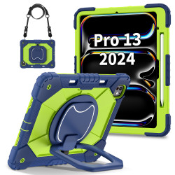 Case for iPad Pro 13 inch 2024 Case Safe Silicon + PC Shoulder Strap Shockproof Stand Tablet Cover Handle Stand Rugged Funda