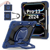 Case for iPad Pro 13 inch 2024 Case Safe Silicon + PC Shoulder Strap Shockproof Stand Tablet Cover Handle Stand Rugged Funda