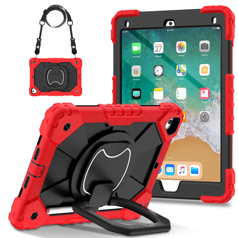 Case for iPad Pro 9.7 5th 6th Case Safe Silicon + PC Shoulder Strap Shockproof Stand Tablet Cover Handle Stand Rugged Funda