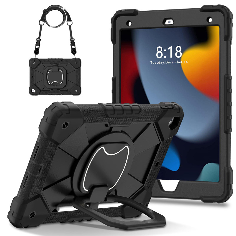Case for iPad 10.2 7th 8th 9th Case Safe Silicon + PC Shoulder Strap Shockproof Stand Tablet Cover Handle Stand Rugged Funda