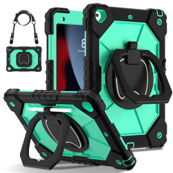 Case for iPad 10.2 7th 8th 9th Case Safe Silicon + PC Shoulder Strap Shockproof Stand Tablet Cover Handle Stand Rugged Funda