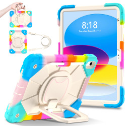 Case for iPad 10th 10.9 2022 Case Safe Silicon + PC Shoulder Strap Shockproof Stand Tablet Cover Handle Stand Rugged Funda