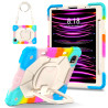Case for iPad 11 air4 air5 Case Safe Silicon + PC Shoulder Strap Shockproof Stand Tablet Cover Handle Stand Rugged Funda