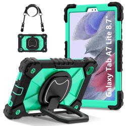 Case for Samsung Tab A7lite 8.7 T225 T220 2021 Case Safe Silicon + PC Shoulder Strap Shockproof Stand Tablet Cover Handle Stand Rugged Funda