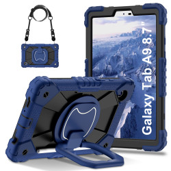 Case for Samsung Tab A9 8.7 2023 Case Safe Silicon + PC Shoulder Strap Shockproof Stand Tablet Cover Handle Stand Rugged Funda