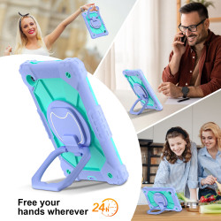 Case for Samsung Tab A9 8.7 2023 Case Safe Silicon + PC Shoulder Strap Shockproof Stand Tablet Cover Handle Stand Rugged Funda