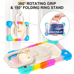 Case for Samsung Tab A9 8.7 2023 Case Safe Silicon + PC Shoulder Strap Shockproof Stand Tablet Cover Handle Stand Rugged Funda