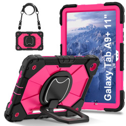 Case for Samsung Tab A9+ 11 2023 Case Safe Silicon + PC Shoulder Strap Shockproof Stand Tablet Cover Handle Stand Rugged Funda
