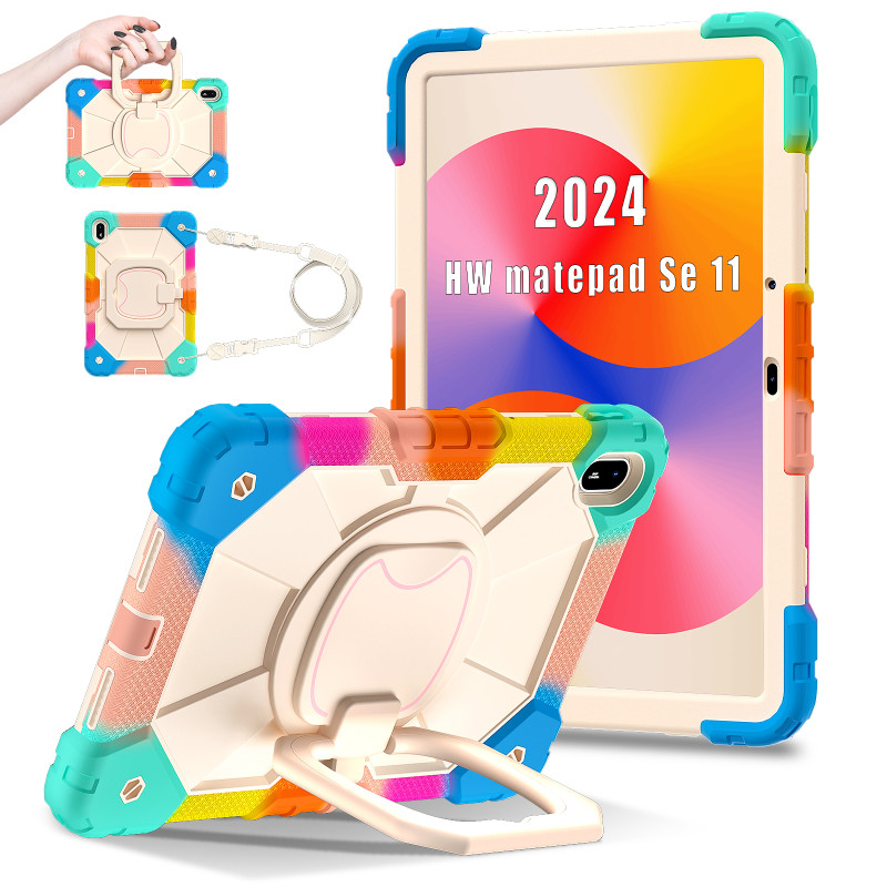 Case for Huawei MatePad Se 11 2024 Case Safe Silicon + PC Shoulder Strap Shockproof Stand Tablet Cover Handle Stand Rugged Funda