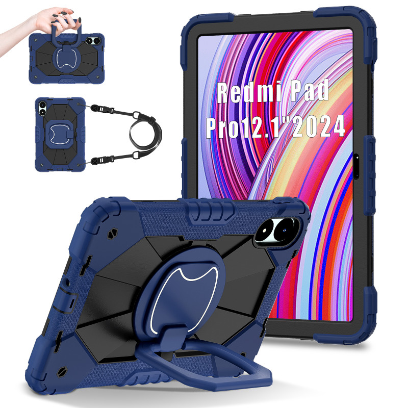 Case for Redmi Pad Pro 12.1 2024 Case Safe Silicon + PC Shoulder Strap Shockproof Stand Tablet Cover Handle Stand Rugged Funda