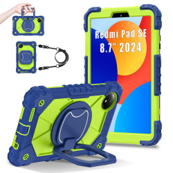 Case for Redmi Pad SE 8.7 2024 Case Safe Silicon + PC Shoulder Strap Shockproof Stand Tablet Cover Handle Stand Rugged Funda