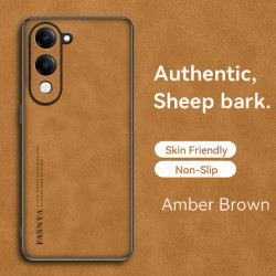 Case for vivo Y04 Protect Lens Lambskin Leather Shell Coque Y04 Cover TPU Soft Bumper Shockproof Funda