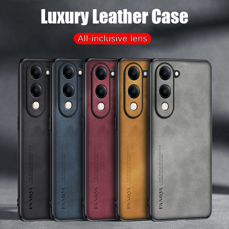 Case for vivo Y04 Protect Lens Lambskin Leather Shell Coque Y04 Cover TPU Soft Bumper Shockproof Funda