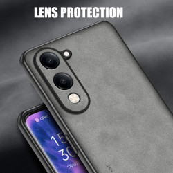 Case for vivo Y04 Protect Lens Lambskin Leather Shell Coque Y04 Cover TPU Soft Bumper Shockproof Funda