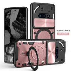 Case For Nothing Phone 3a Magnetic Slide Camera Protection Cover 360 Rotate Kickstand Armor Ring Funda Capa