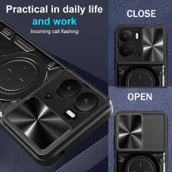 Case For Realme Neo7x Magnetic Slide Camera Protection Cover 360 Rotate Kickstand Armor Ring Funda Capa