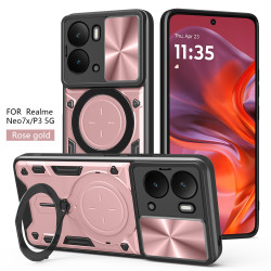 Case For Realme Neo7x Magnetic Slide Camera Protection Cover 360 Rotate Kickstand Armor Ring Funda Capa