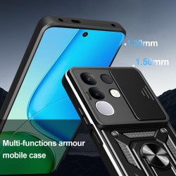 For vivo Y29 4G Case With Slide Lens Cover Rotating Ring Shockproof Stand Holder Phone Case