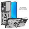 For vivo Y29 4G Case With Slide Lens Cover Rotating Ring Shockproof Stand Holder Phone Case