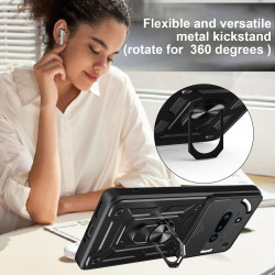 For Nothing Phone 3a Case With Slide Lens Cover Rotating Ring Shockproof Stand Holder Phone Case