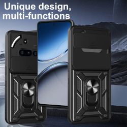 For Nothing Phone 3a Case With Slide Lens Cover Rotating Ring Shockproof Stand Holder Phone Case