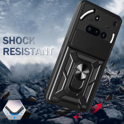 For Nothing Phone 3a Case With Slide Lens Cover Rotating Ring Shockproof Stand Holder Phone Case