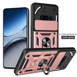 For Nothing Phone 3a Case With Slide Lens Cover Rotating Ring Shockproof Stand Holder Phone Case